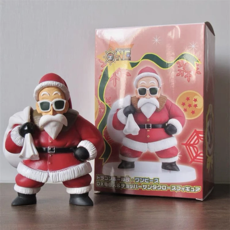 13cm Dragon Ball Anime Santa Claus pulls sleds Figure Chrismas Master Roshi PVC Ornament Desk Office Decorations Toys Gifts