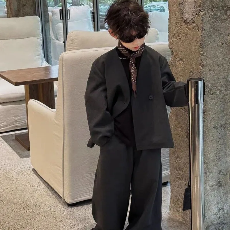 

2025 Spring Autumn Boys' Blazer Suit Set Casual Korean Style Boys' Blazer Outfit Kids' Formal Wear Stylish Children's Clothing