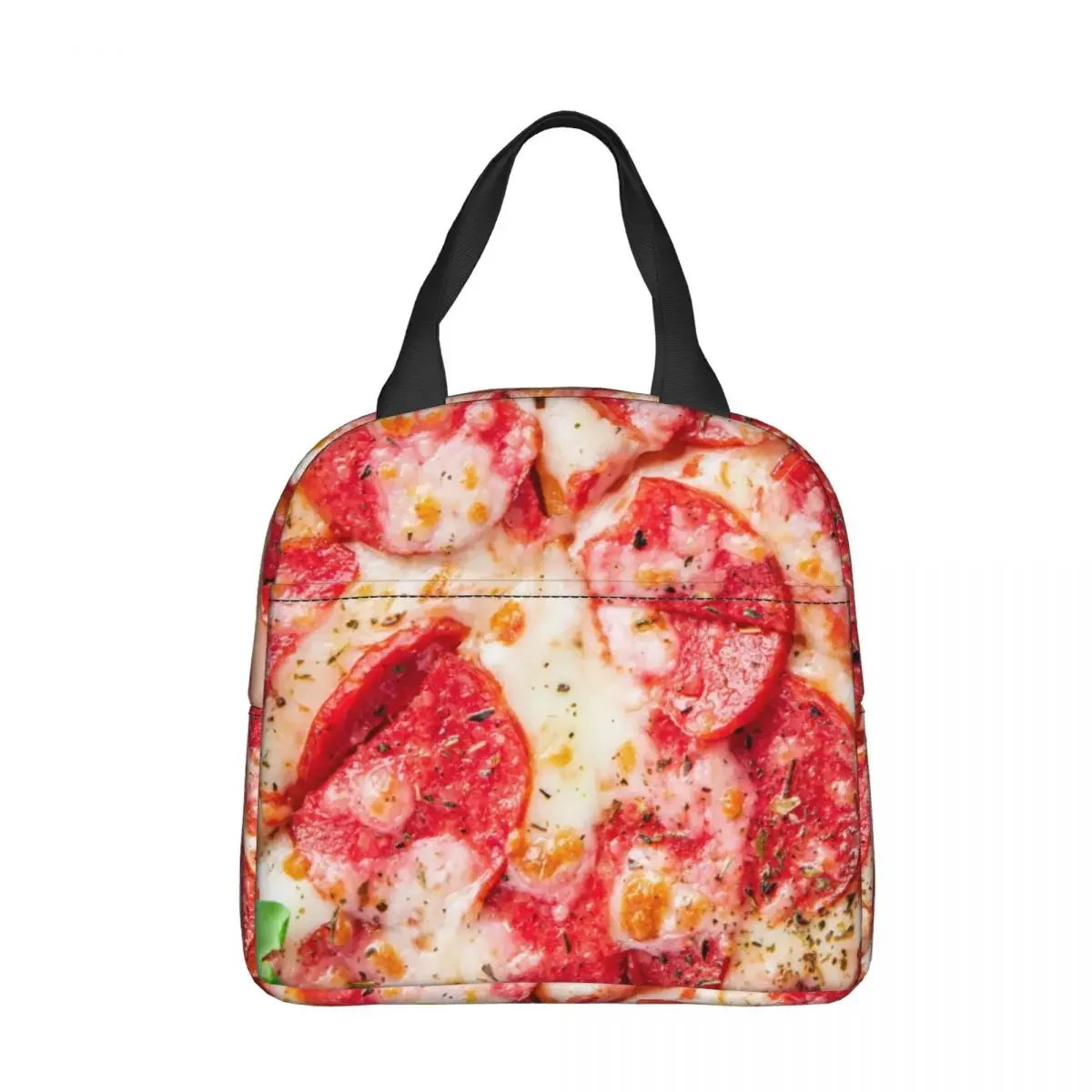 Pizza Salami Sausage Pepperoni Food Insulated Lunch Bag Portable Reusable Thermal Bag Tote Lunch Box Work Outdoor Bento Pouch