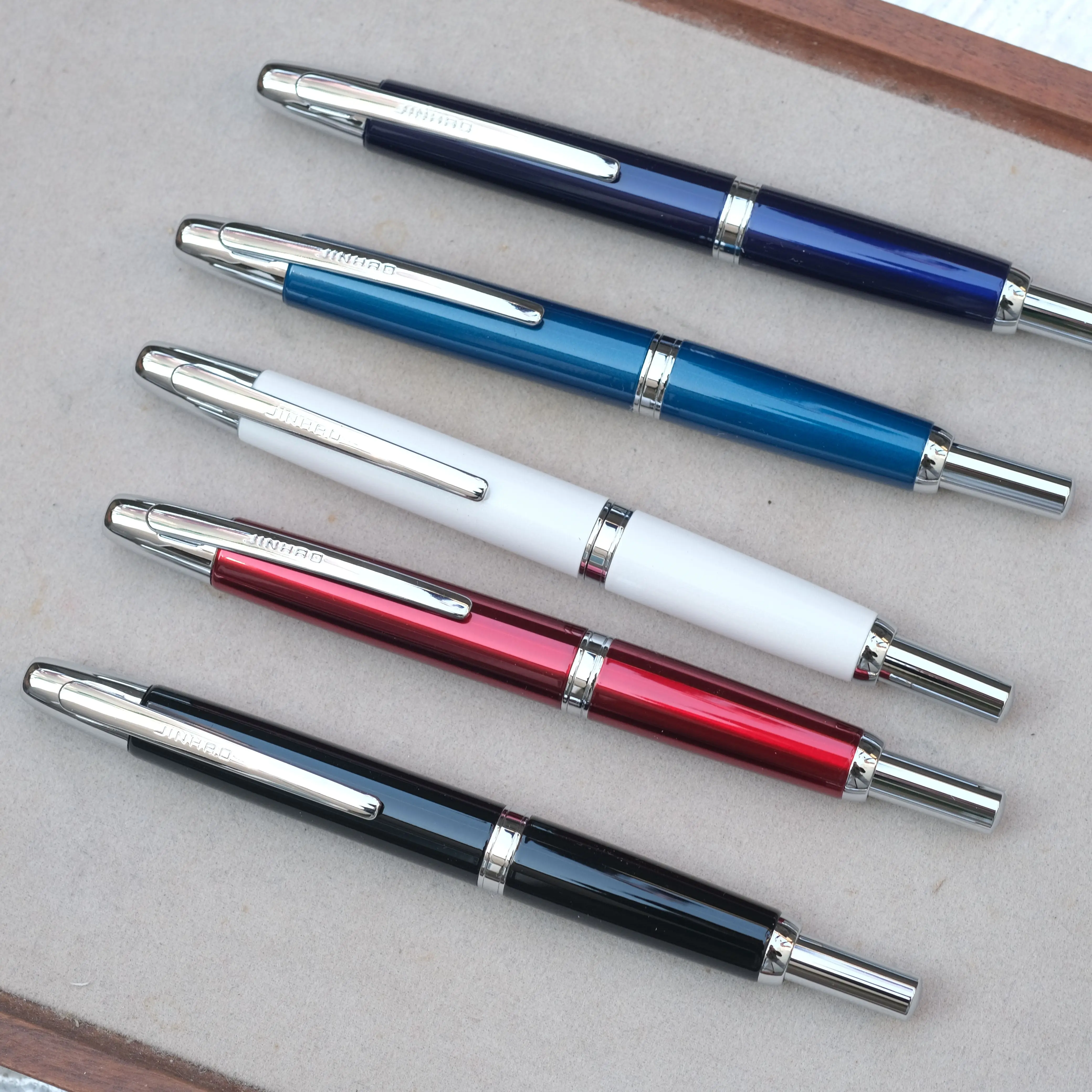 

Jin Hao 10 Press The Pen Press Medium and Thin EF F Tip Fountain Pens Metal Matte Black With Clip Writing Ink Converter Gifts