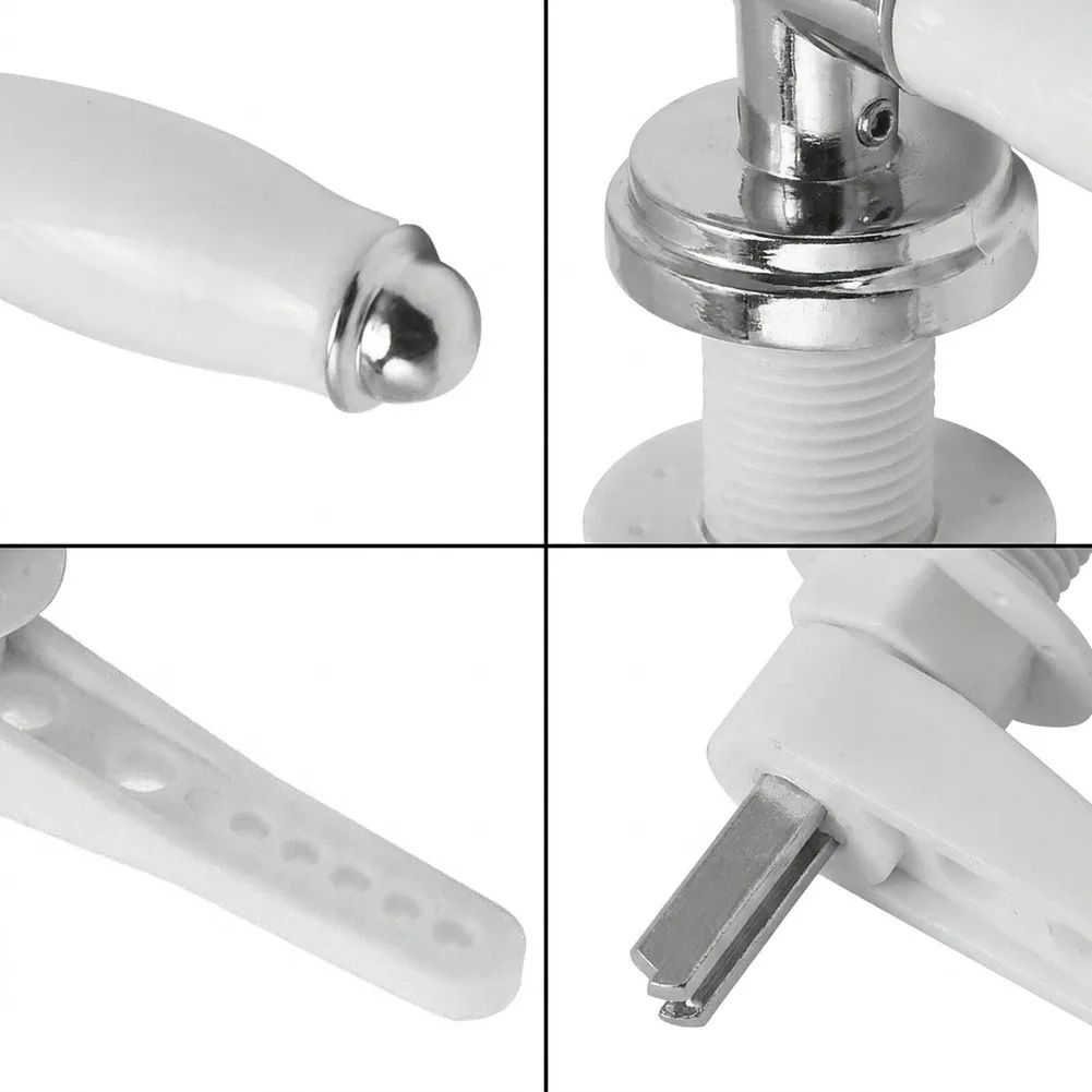 Toilet Tank Flush Lever Handle Chrome Toilet Wrench Iron Handle Toilet Wrench Water Tank Accessories Bathroom Fixture