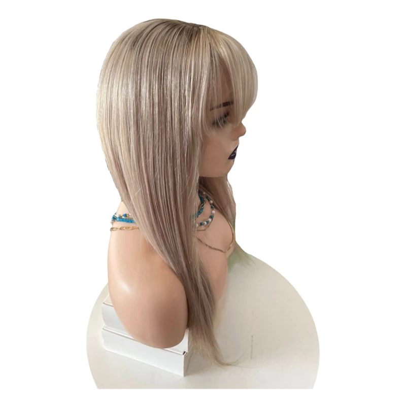 200% Density Ombre Ash Blonde Short Straight Bob With Bnags HD Transparent Lace Front Human Hair Wigs Glueless Wigs 16 Inches