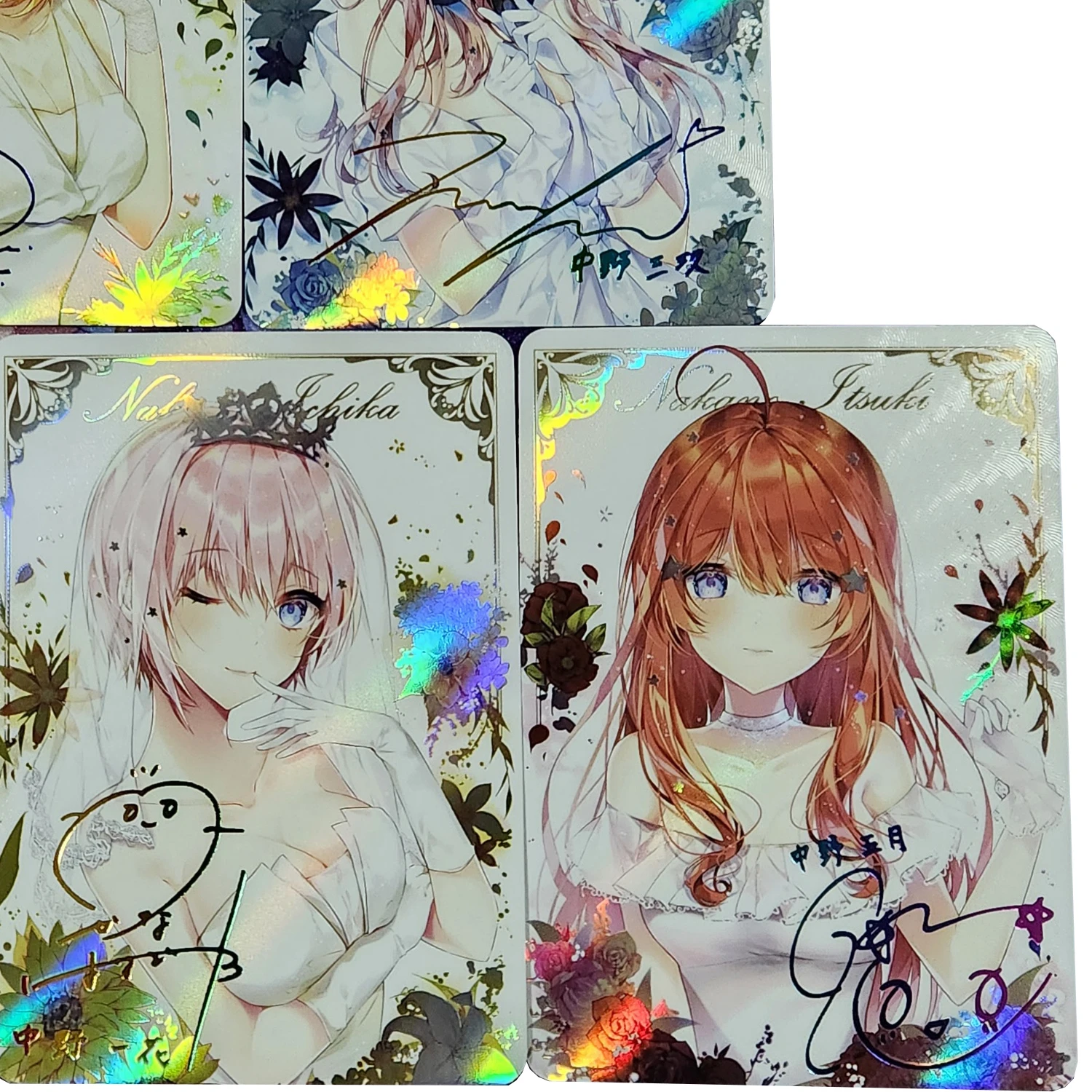 5Pcs/set Diy Self Made The Quintessential Quintuplets Collection Card Refraction Color Flash Hot Stamp Signature Card Gift Toyss