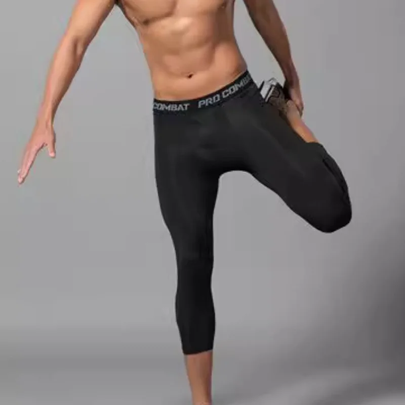 

Мужские компрессионные леггинсы для баскетбола - высокая эластичность, быстросохнущие, дышащие, для бега, спортивных тренировок, фитнеса, спортивное белье