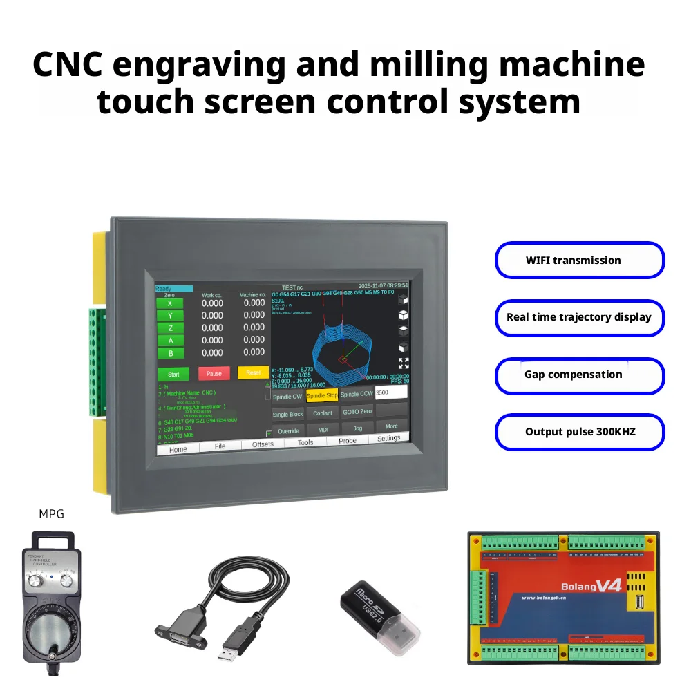 CNC Ofline контроллер движения 1/2/3/4/5Axis G Code Wif 7-дюймовая система сервоконтроллер шагового двигателя для фрезерного станка с ЧПУ