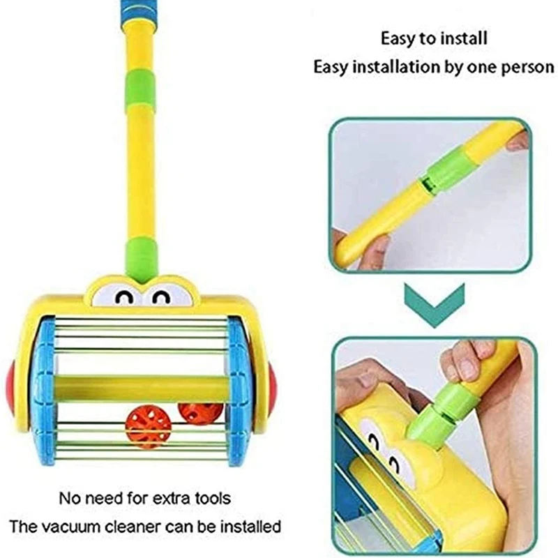 Electric Push Walker & Whirl Scoop A Ball Launcher Walker Set Kids Pretend Play Vacuum Cleaner Cleaning Tools Toy