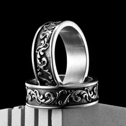 Aesthetic Flower Wreath Men Rings Stainless Steel Retro Punk Gothic NeW Rock Women Jewelry Fashion Accessories Gift Wholesale