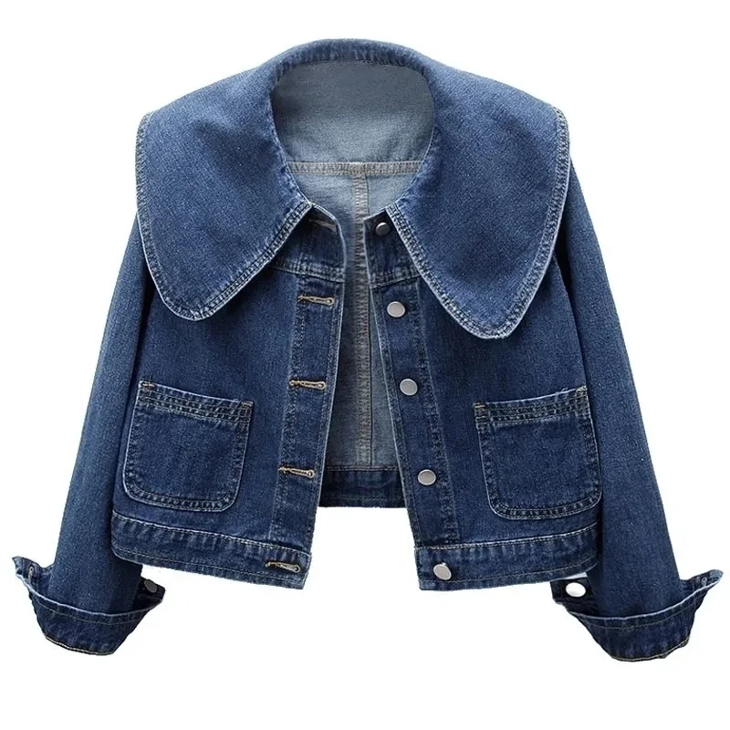 2023 New Autumn Women Denim Jacket Long Sleeve Casual Short Denim Coat Famale Jeans Jackets Outerwear Casaco Jaqueta Feminina