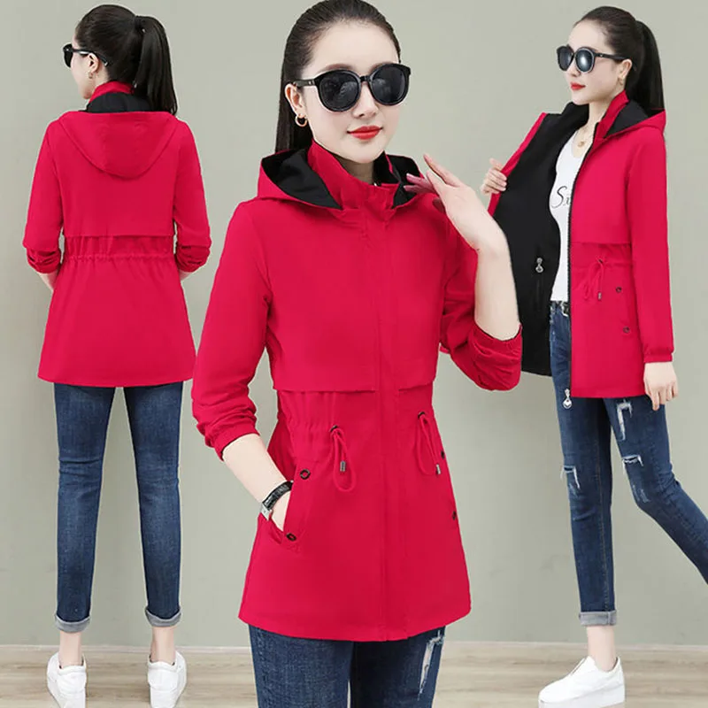 Double-sided Wear Mid-length Solid Color Spring And Autumn Coat Women's 2022 New Casual Loose Fashion All-match Top Women's 5XL