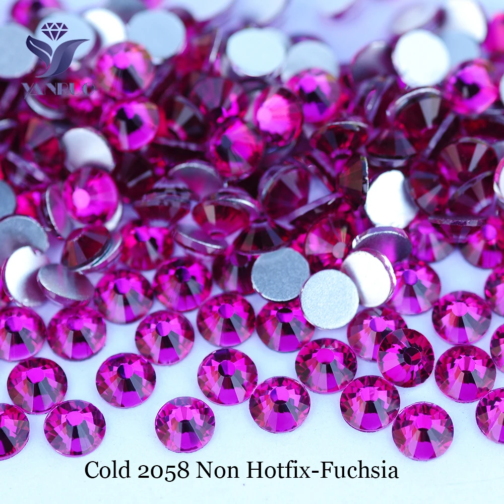YANRUO 2058NoHF All Color SS16-SS30 Non Hot Fix Sewing Rhinestones Glass Crystal 3D Nail Art Rhinestones For Dress Clothes