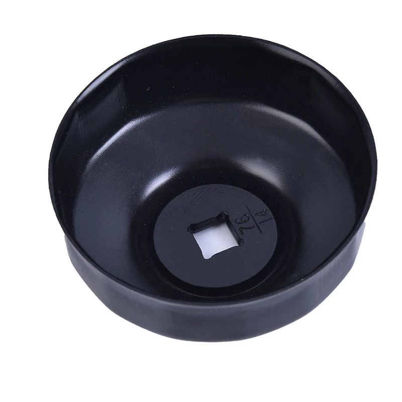 Black Steel 76mm 14 Flutes Car Oil Filter Cap Type Wrench with 3/8
