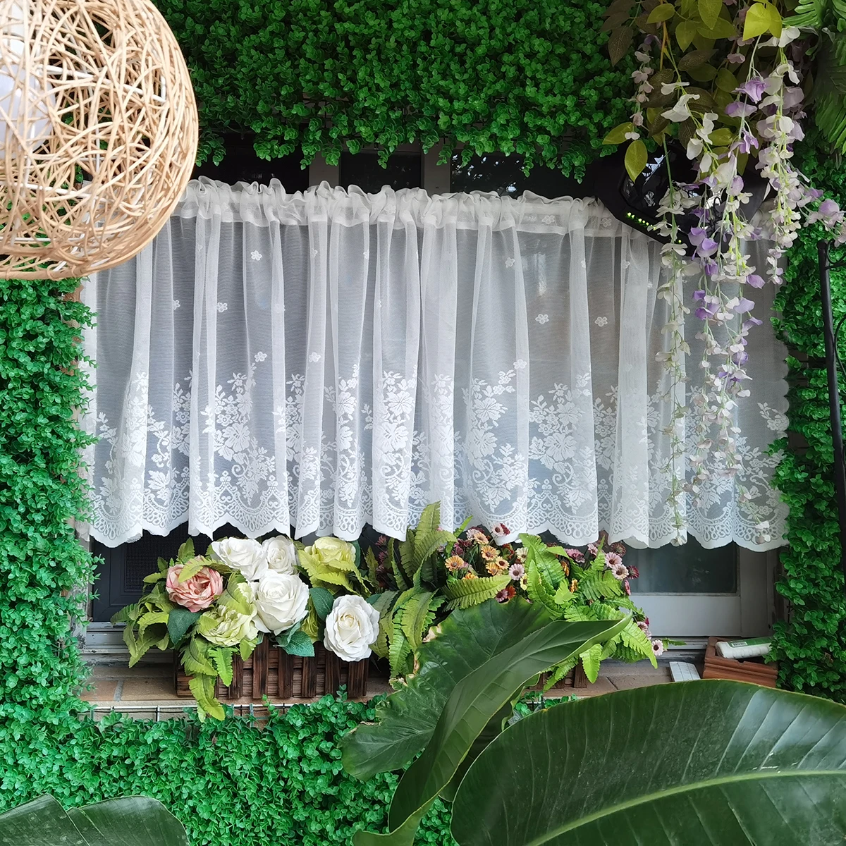 

1 шт. кружевная занавеска для кафе, короткая полузанавеска в стиле Sweetie, с карманом для карниза, белая занавеска для шкафа, для домашнего декора