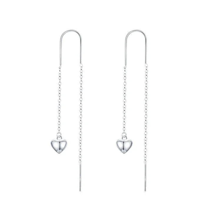 

Простой подарок на День святого Валентина, женские серьги из стерлингового серебра 925 пробы с милым сердцем и длинной бахромой