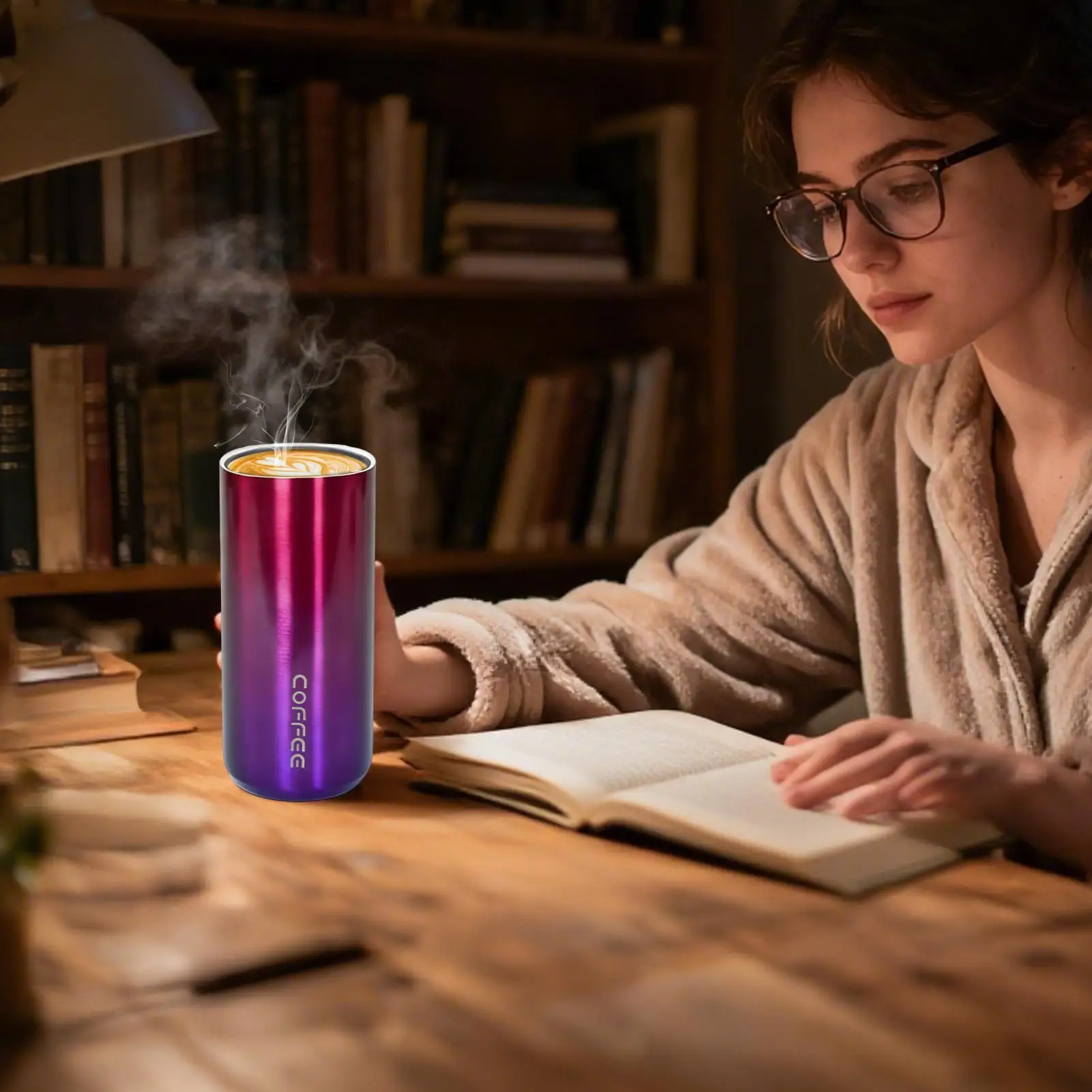 كوب سفر معزول بجدار مزدوج كوب من الفولاذ المقاوم للصدأ زجاجة حرارية خارجية للمدرسة والأعمال والسفر والرياضة والمنزل وصالة الألعاب الرياضية الخارجية