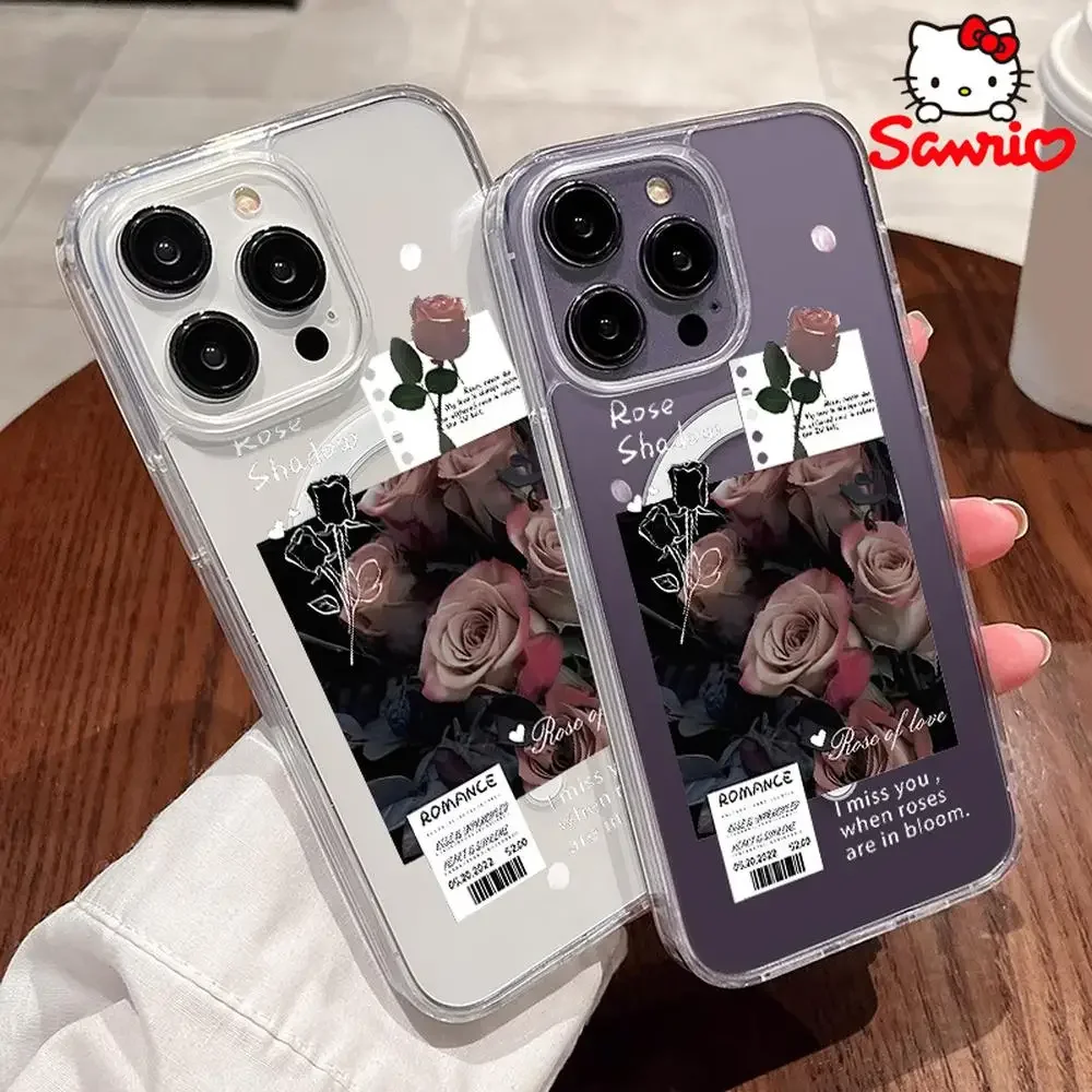 Sanrio hellokitty capa de telefone prevenção de queda iphone 16/15/14/13/12/11 menina iphone 16 promax caso olá kitty anime acessório