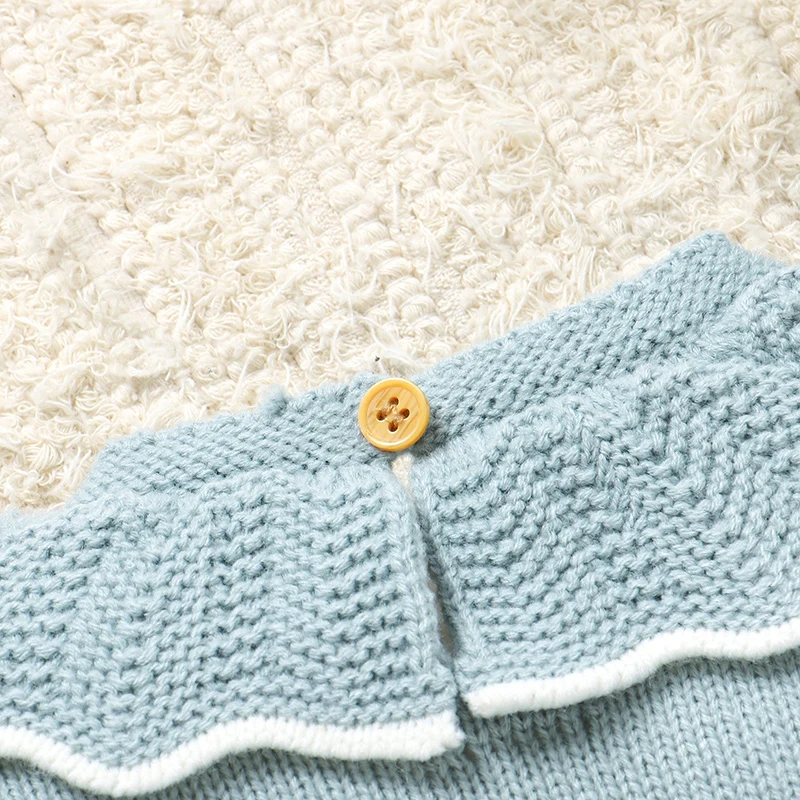 Baby Rompers Knitting for Newborn Infant Girls One Piece Jumpsuits Outfits 0-9m Casual Blue Outwear Toddler Children's Playsuits 3