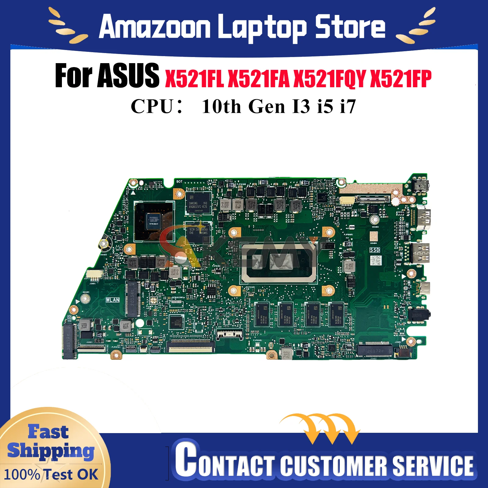 

X521FL Laptop Motherboard For ASUS X421F X521FP S5600F X521FPY X521FQY X521FAY X521FL Mainboard 10th Gen I3 i5 i7 100% tests OK