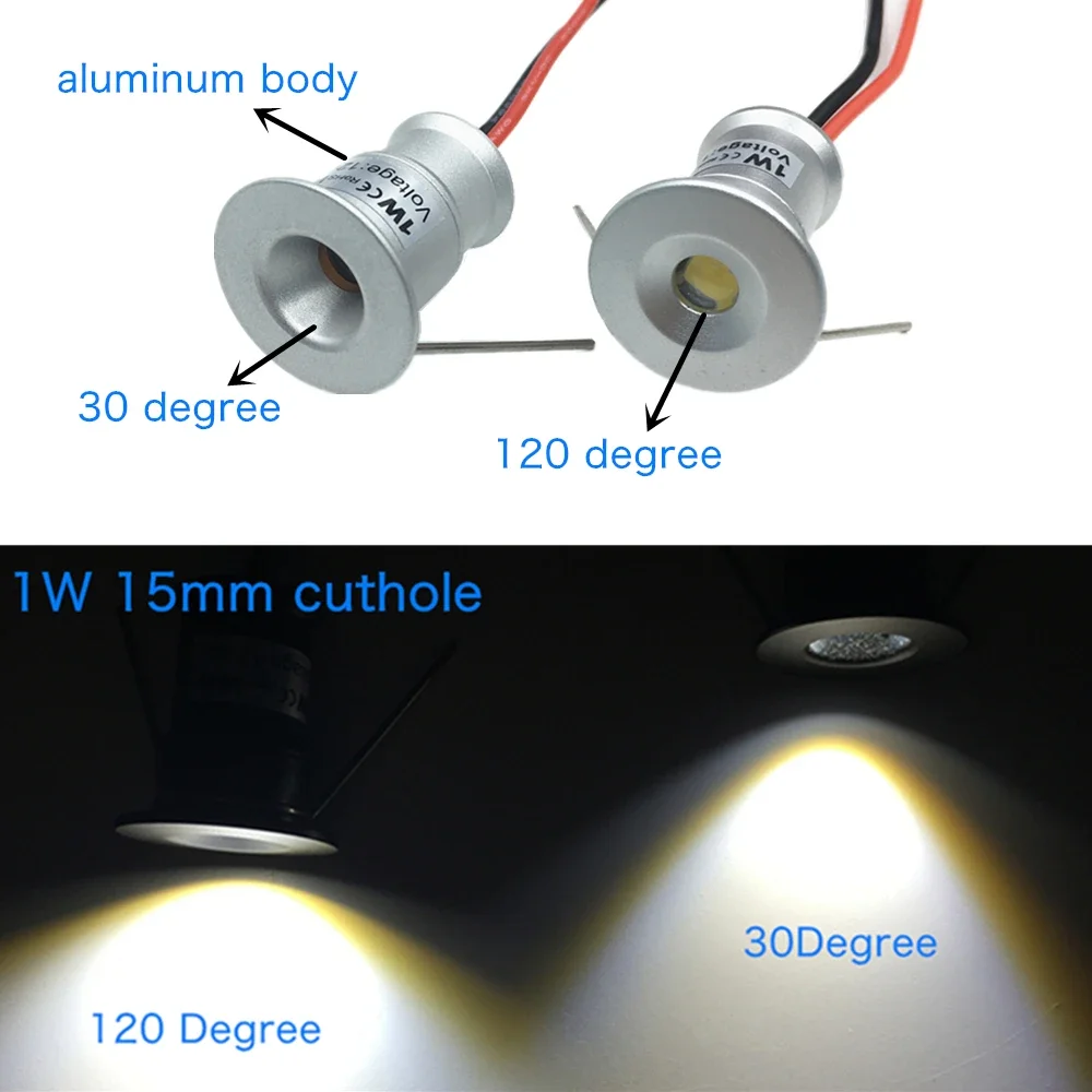 Imagem -03 - Mini Recesso Led Spotlights Embutido Teto Downlight Driver para Casa Showcase Gabinete Luzes do Hotel 1w 12v 110v 220v