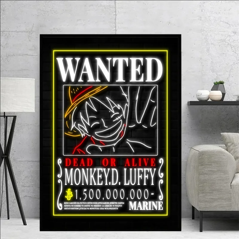 

One Piece Wanted Order Monkey D Luffy Zoro Anime Figure Picture Art Aesthetic Room Decor Scene Layout Canvas Painting Child Gift