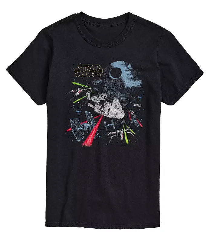 Star Wars men's short-sleeved T-shirt, sci-fi retro casual, Galaxy Distant character badge, retro daily style for friends