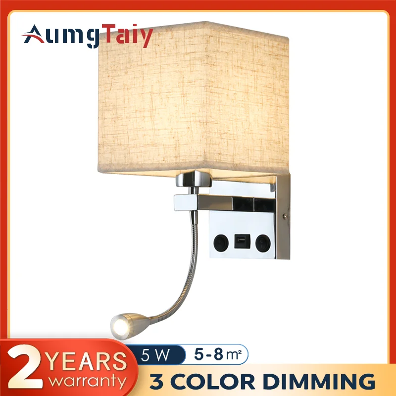 

E27 Прикроватный светодиодный настенный светильник с USB-портом 2.0, 1 Вт, прожектор, скандинавское современное внутреннее освещение для спальни, чтения, гостиной, декора прохода светильник настенный бра торшер наполь