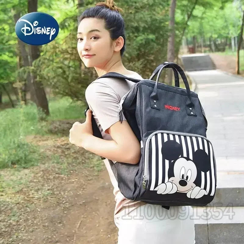 Disney Mickey\'s New Diaper Bag Backpack Luxury Brand Original Baby Diaper Bag Cartoon Baby Bag Large Capacity High Quality