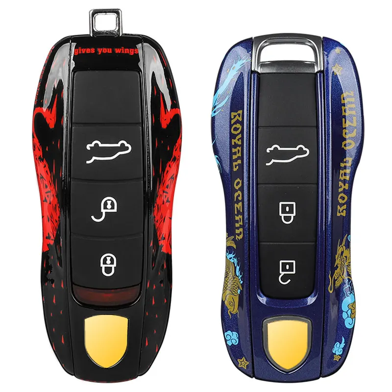 Voor Porsche Macan Panamera Cayenne 911 718 9ya 971 Sleutel Case Tas Shell Hot Pattern Cover Cap Protector Auto Accessoires Sleutelkast