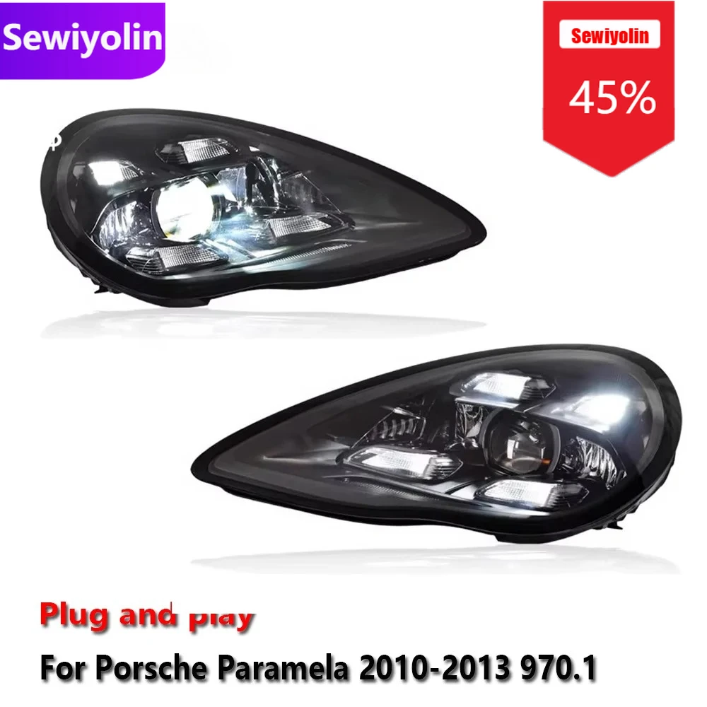 

Автомобильные светодиодные фары DRL в сборе для Porsche Panamera 970.1 2010-2013, противотуманные фары DRL, стоп-сигнал поворота Plug and Play