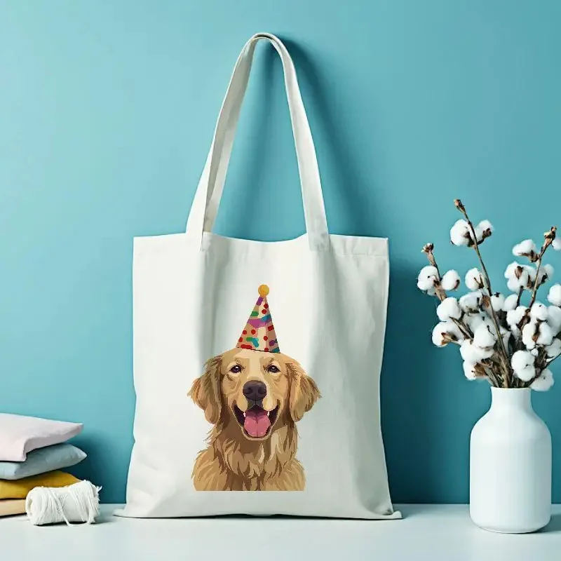Golden Retriever Pattern Shoulder Bag Daily Shopping Eco Friendly Bag Cute Cat Dog Women's Handbag Gift Large Capacity Tote Bag
