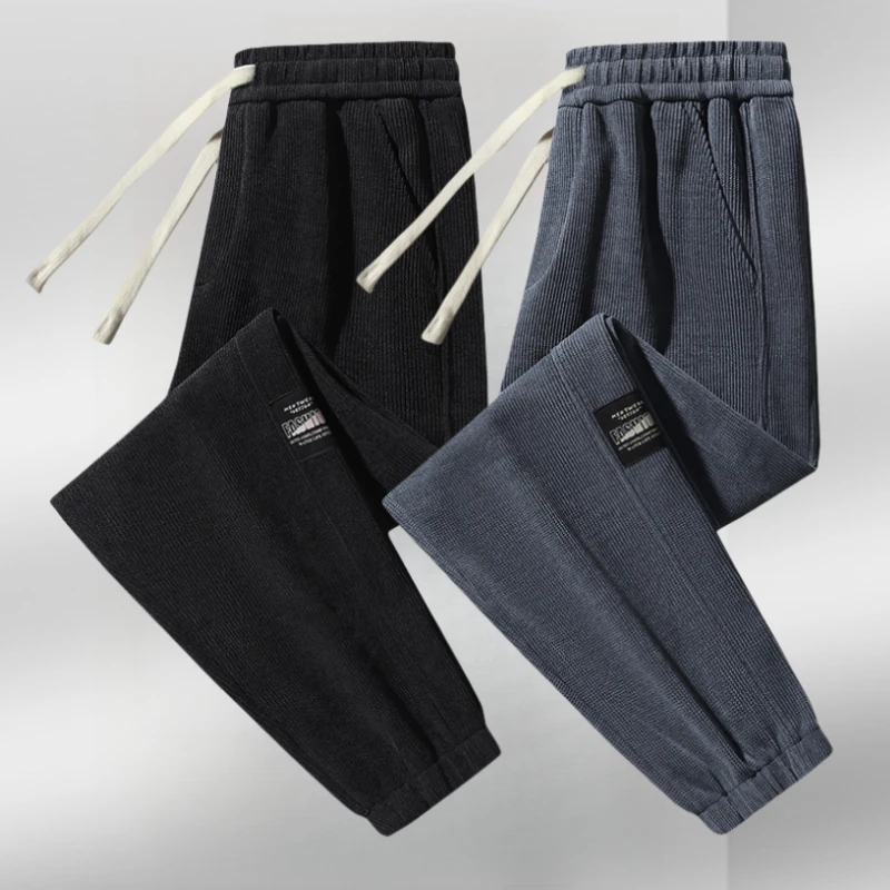 

Faionable Fce Lined Men's Cargo Pants Loose Fit Vintage American Sle Corduroy Sweatpants Student Casual Trousers
