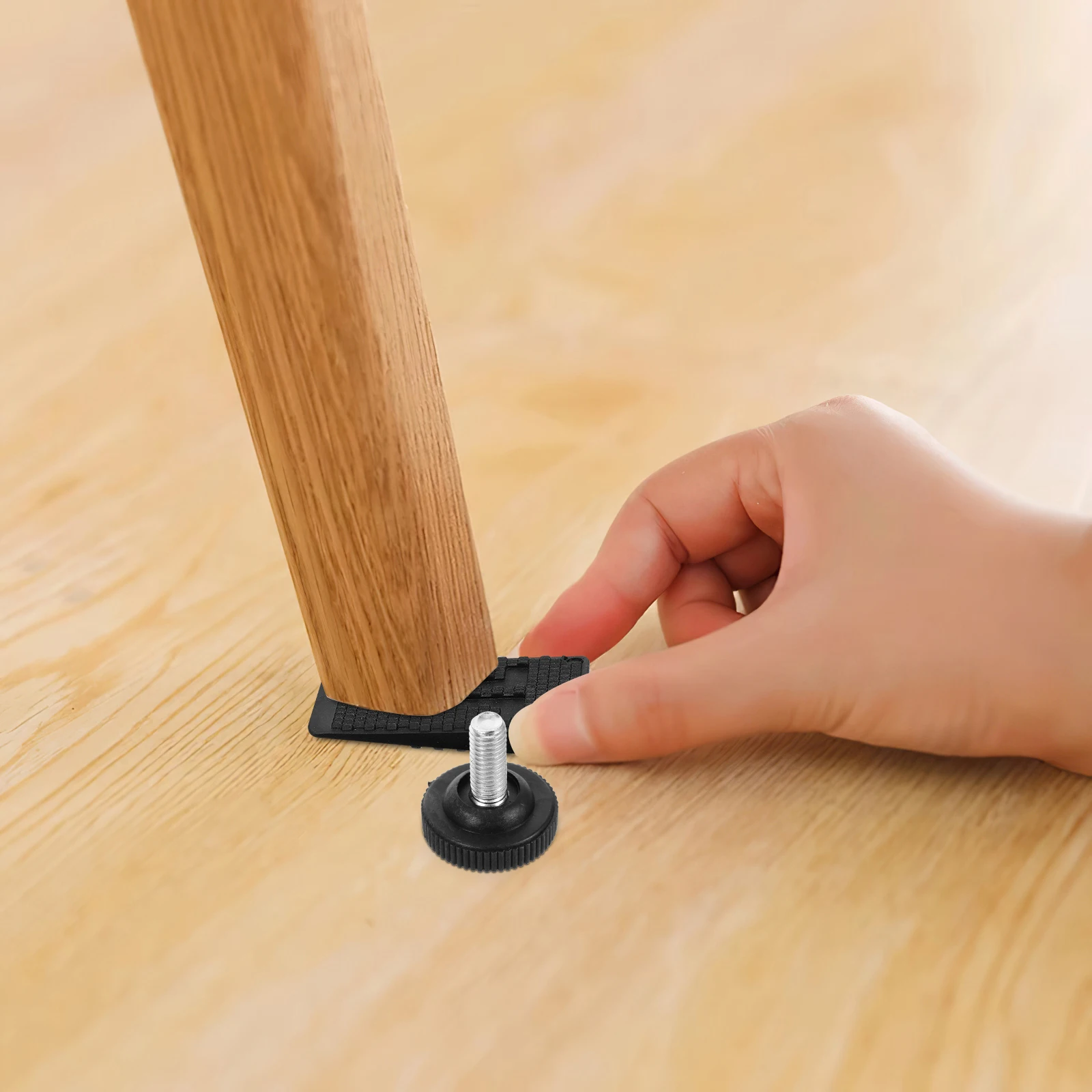 

12 pcs Furniture Leg Levelers Table Chair Foot Pads Height Adjustable Nut M8 Screws Wear Resistant Black Furniture Components