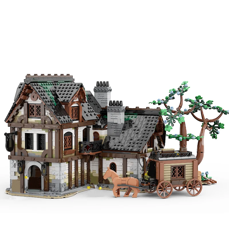 

NEW 3443PCS MOC European Medieval Tavern Street View model DIY Retro creative ideas Children Toy Birthday Gift building blocks