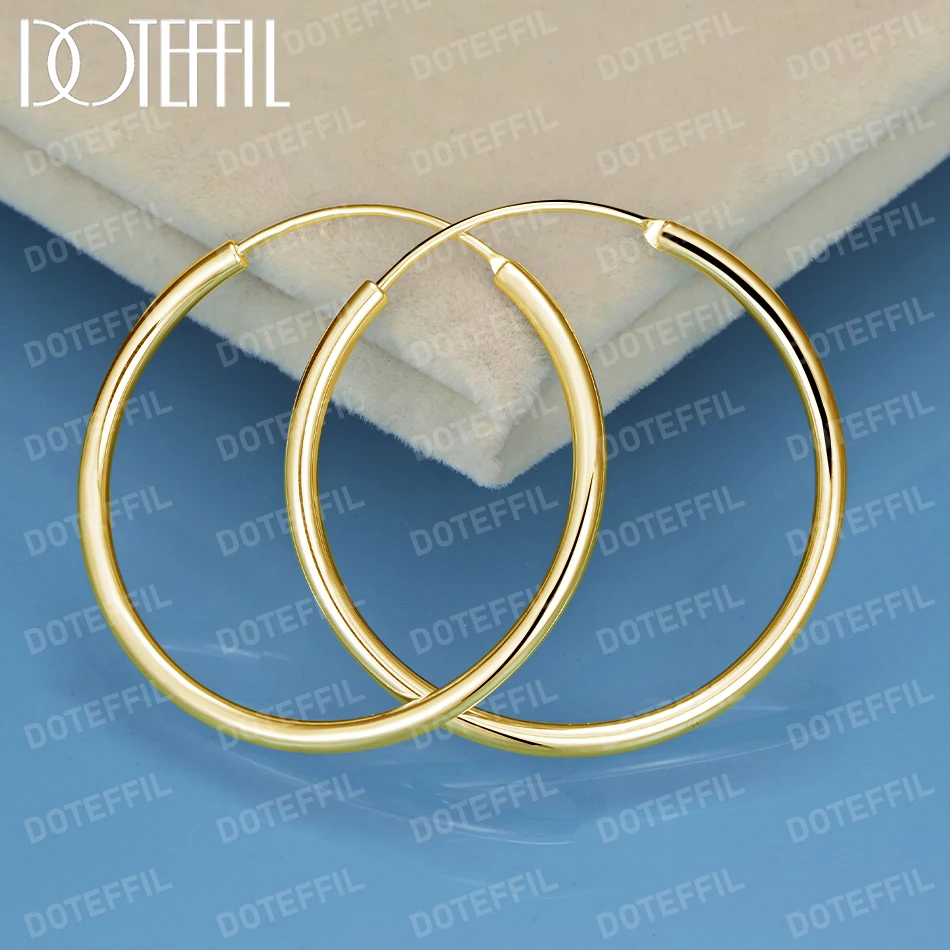 

DOTEFFIL 18K Gold Smooth 30mm Big Circle Hoop Earrings For Women Wedding Engagement Party Jewelry