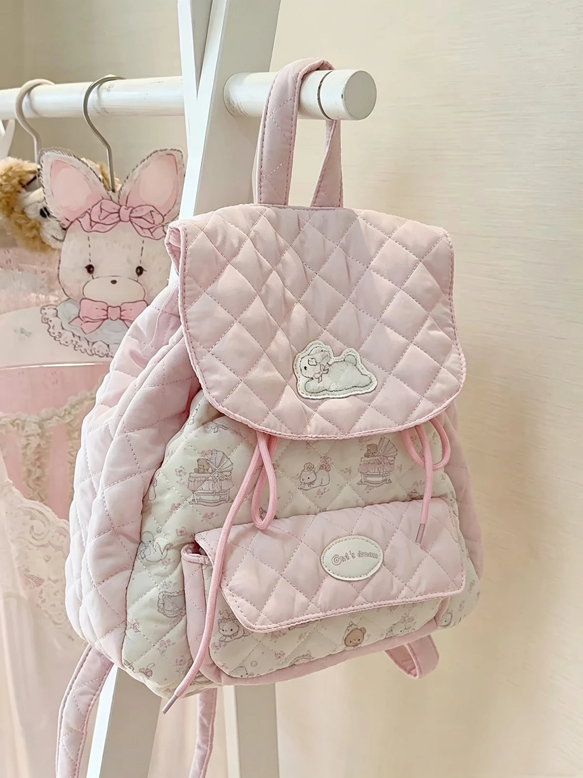 Pink Girl Printing Bag Cute Schoolbag Student Birthday Gift New Japanese Cartoon Pink Backpack Book Bags