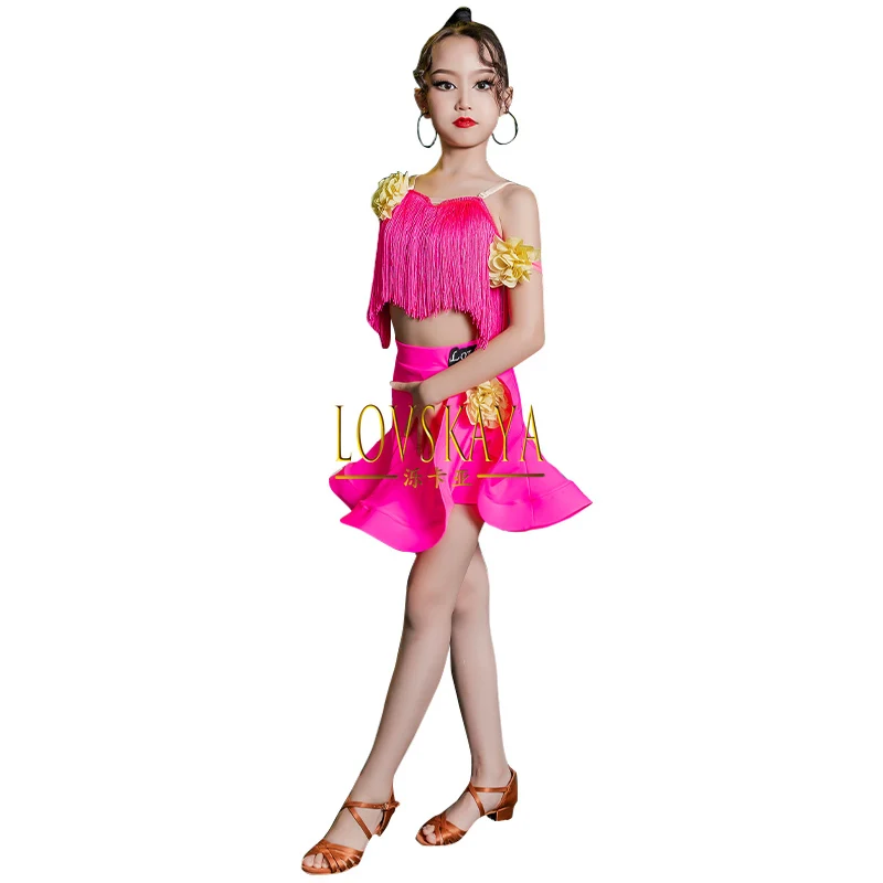 High end nappa performance set training Latin dance girl training suit bambini gonna da ballo latino