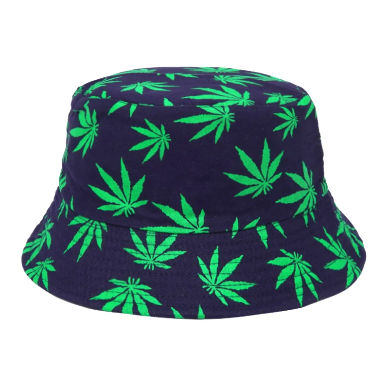 Summer Autumn Sun Bucket Hats Women Men Buckets Caps Weed Print Hat Fisherman Sunscreen Hats For Ladies 2023