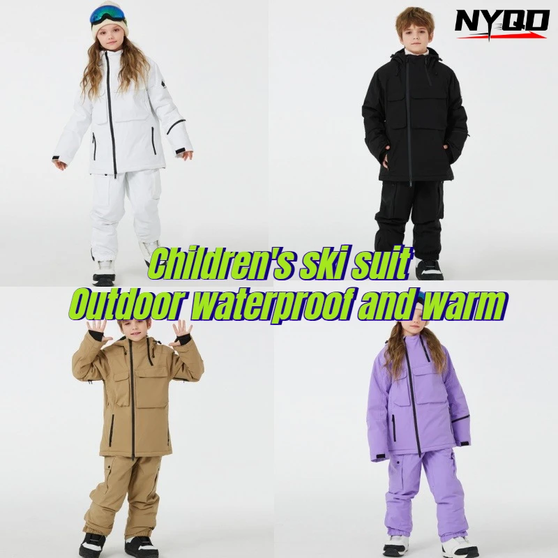 

Children's Ski Suit Set, Boys and Girls' Winter Outdoor Waterproof and Warm Thickened Snowboard and Ski-ski Skis