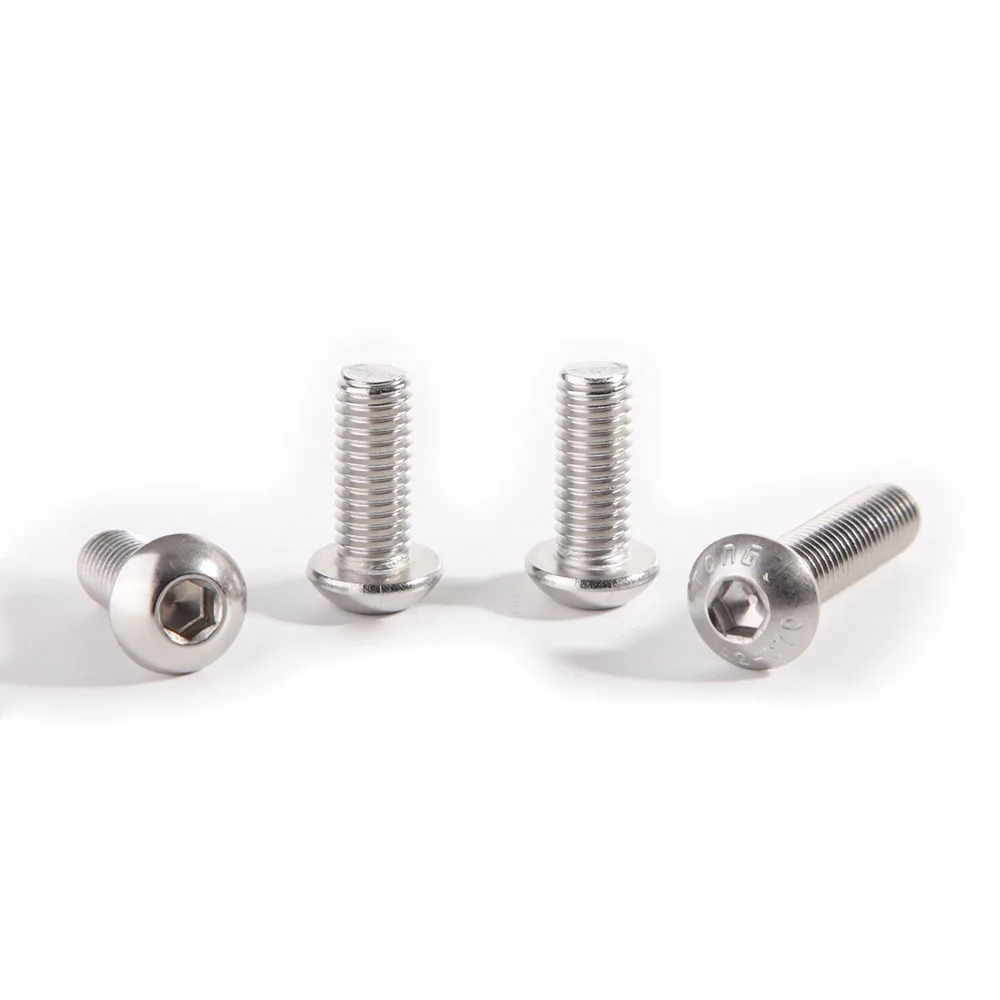 5-100pcs M3 M4 M5 M6 M8 M10 M12 A4-70 316 Stainless Steel Hex Socket Round Button Head Screws ISO7380