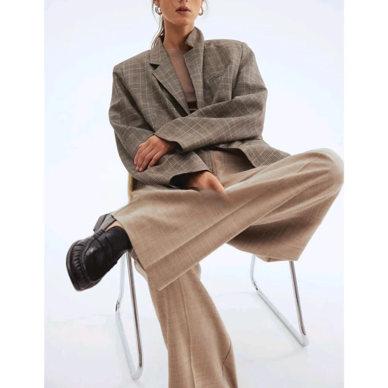 Abito casual Sle in fibra mista per pendolari con bottone singolo V Ne per donna Scena casual in fibra di poliestere di nuovo arrivo autunnale