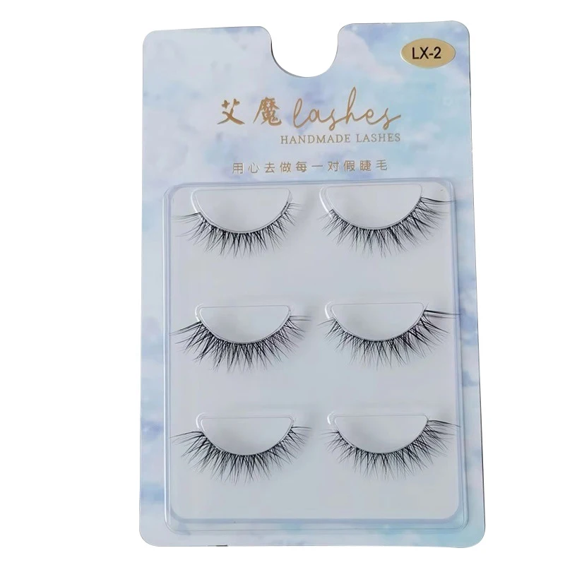 3 Pairs Lash Extension Cross Curling Natural Fairy Little Devil Fairy False Eyelashes Wispy Long Big Eyes Daily Eye Makeup Tools