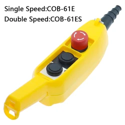 COB-61E 61ES TY-3A TY-3D Rainproof Hoist Crane Truck Push Button Switch Control Station Single Double Speed with Emergency Stop