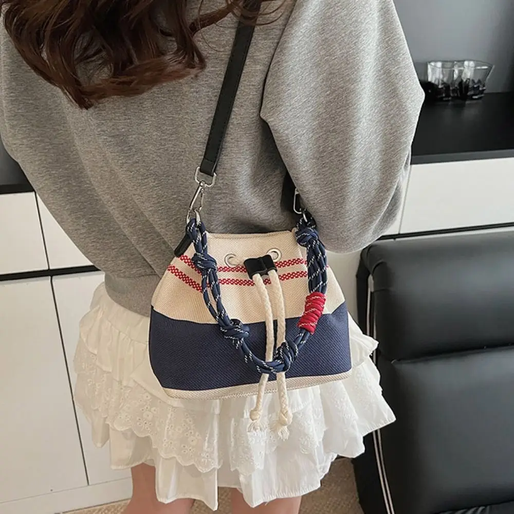 

Холщовые сумки-ведра в корейском стиле в стиле ретро, сумка через плечо, большая вместительная лоскутная сумка через плечо, сумка-кошелек, кошелек