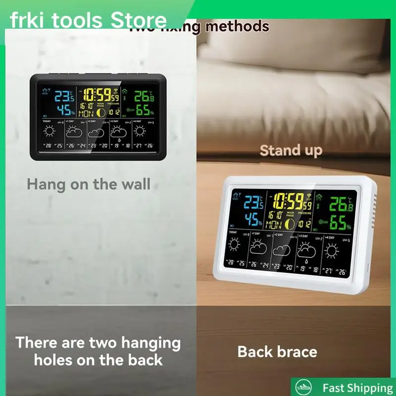 

WIFI Multifunction Tuya Weather Station Air Quality Temperature Humidity Meter Moon Phase Air Pressure Weather Clock-A79G