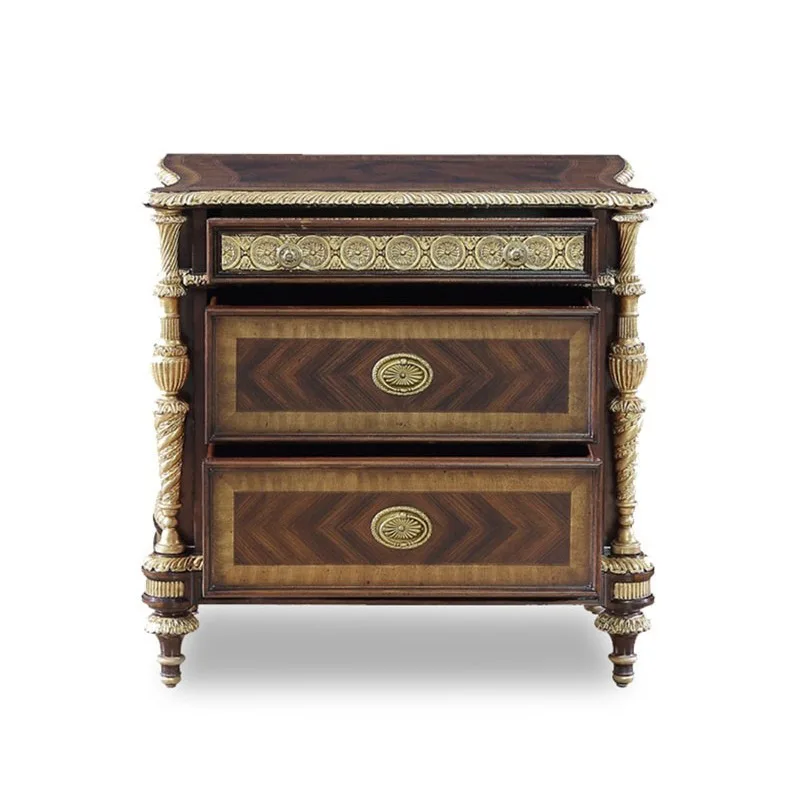 Large British bedside table veneer parquet bedroom bedside table three bucket locker