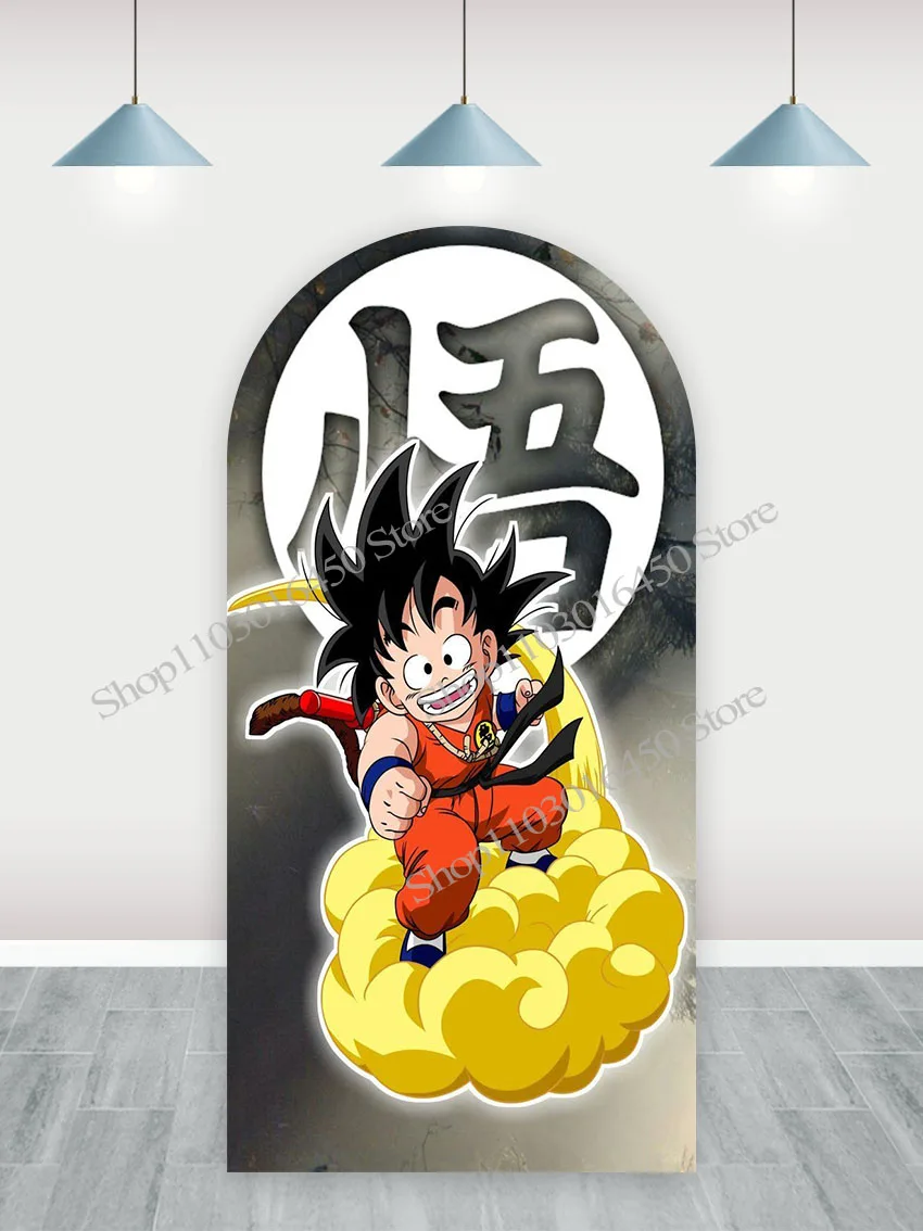 

Dragon Ball Z Goku Arch Double-Sided Photography Background Polyester for Birthday Party Studio Props Decoration