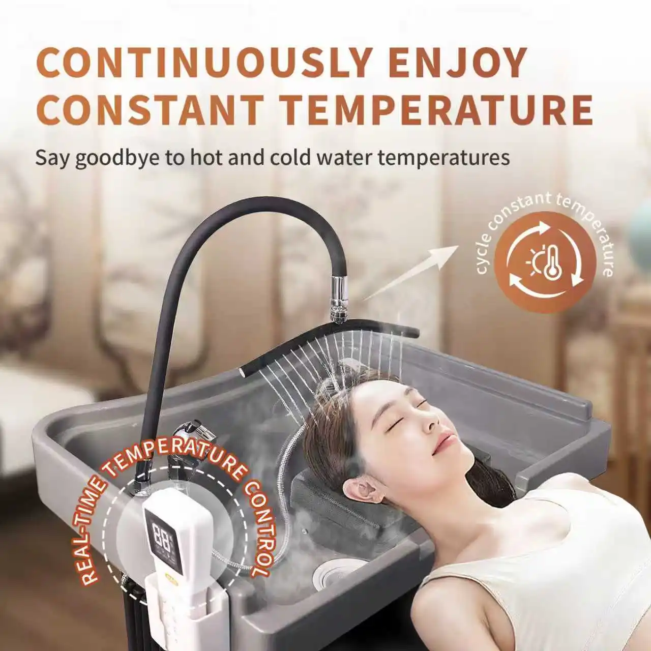 

Salon Head Spa Water Frame Head Spa Shower with Water Pump & Heating Function - Shampoo Sink Faucet Kit for Scalp Care Essential