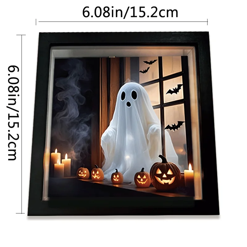 

A02M-Painting Night Light Spooky Ghost Emerging From Window Night Lamp For Cozy Halloween-Themed Home Decor Soft Eerie Glow