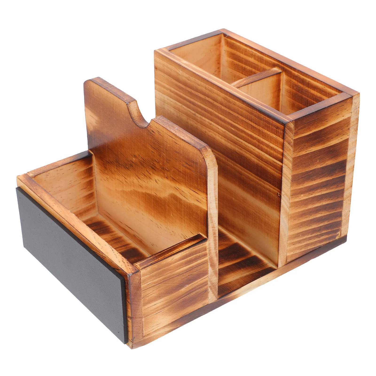 

Vintage Wooden Napkin Holder Blackboard Cutlery Spice Rack Kitchen Countertop Farmhouse Tabletop Organizer Paper Towel Condiment