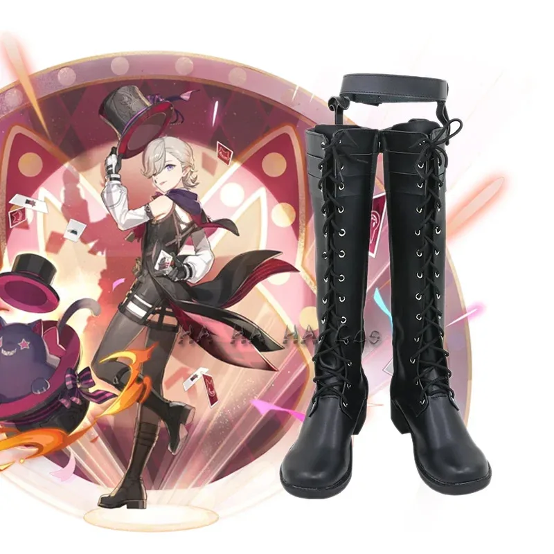 dd12Game Genshin Impact Lyney Cosplay Shoes Boots Fontaine Twin Role Play Uniform Halloween Carnival Party Outfit Prop For Women