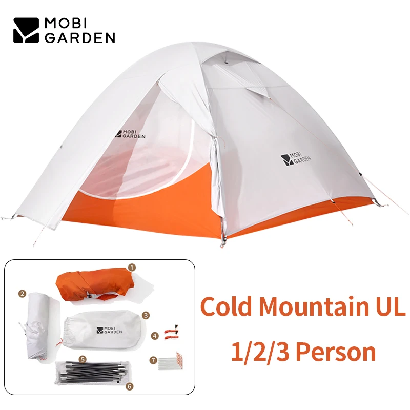 MOBI GARDEN Camping Ultralight Tent 1/2/3 Person Hiking Quick Open Storage Waterproof Tent for Trekking Hiking Cold Mountain UL